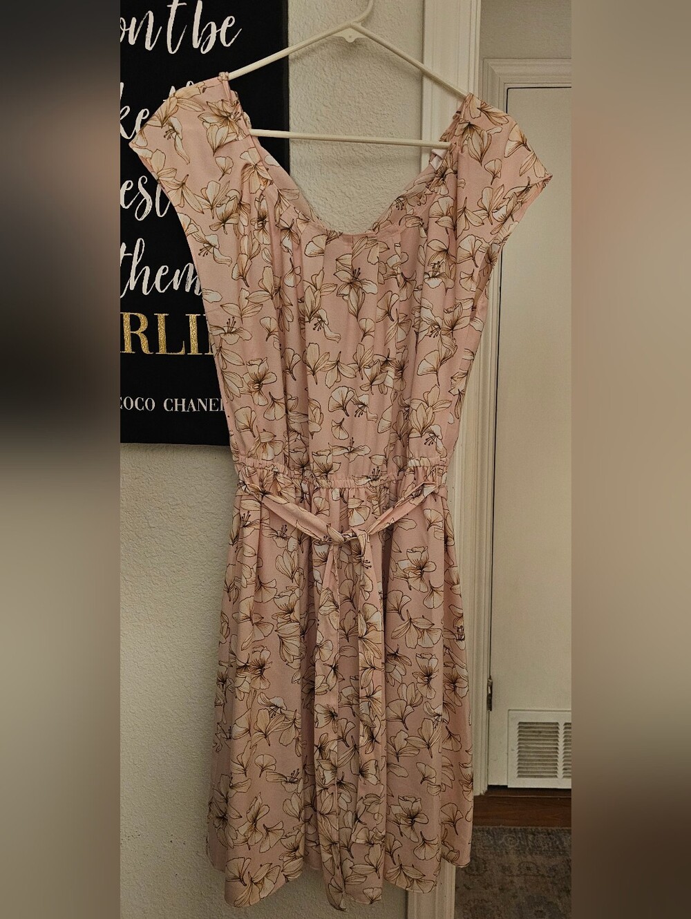 Floral Pink Belted Women's Dress